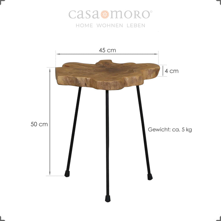Sofa Tisch aus Holz mit rundem Format und stabilem Eisengestell