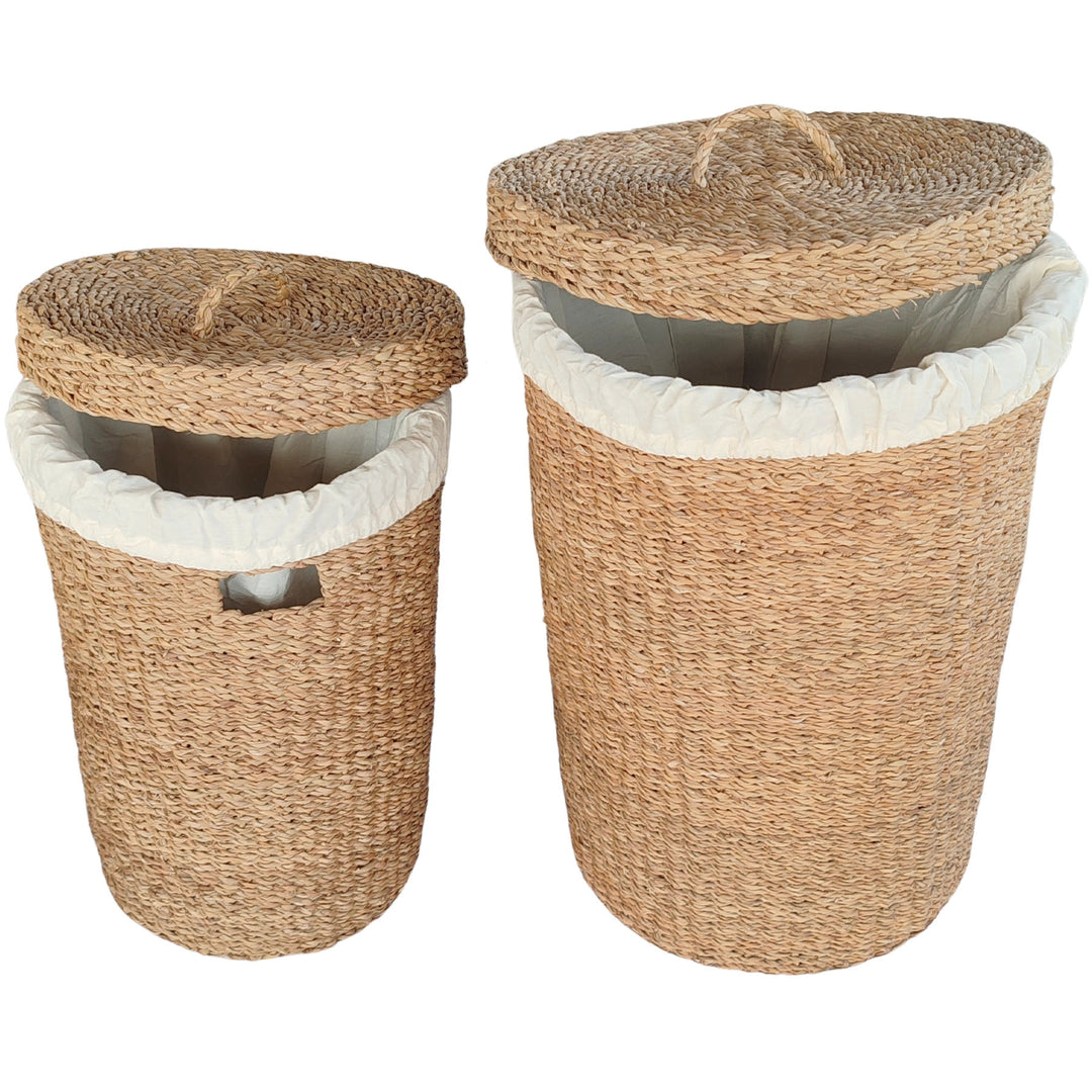 Wäschekorb-Set mit Deckel – Seegras, 38 & 75 L – CASA-MORO