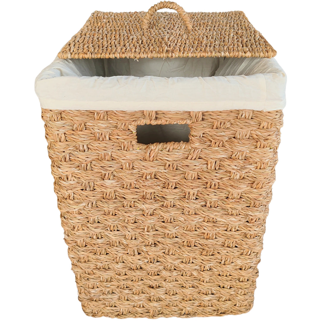 Wäschekorb mit Deckel – Seegras, eckig, 85 Liter – CASA-MORO